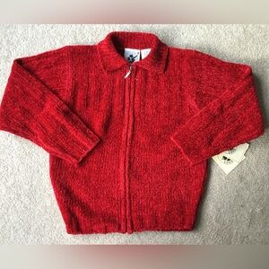 Good lad red chenille zip cardigan, 6x/7, NWT